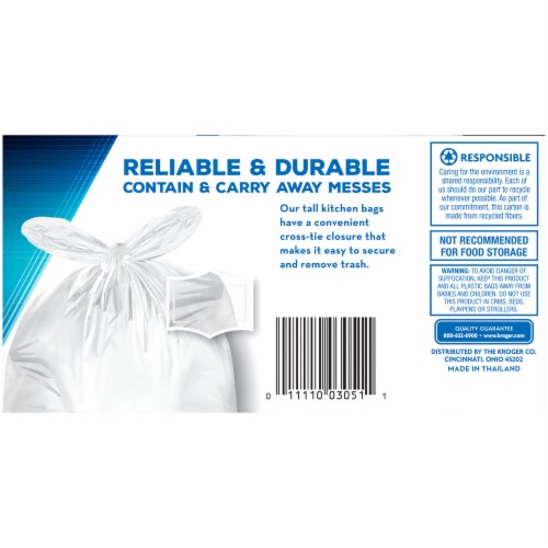 Kroger® 13 Gallon Cross-Tie Tall Kitchen Trash Bags, 15 ct - King Soopers