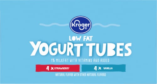 Kroger Strawberry & Vanilla Kids Low Fat Yogurt Tubes Perspective: bottom