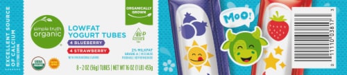 Simple Truth Organic® Strawberry & Blueberry Kids Low Fat Yogurt Tubes Perspective: bottom