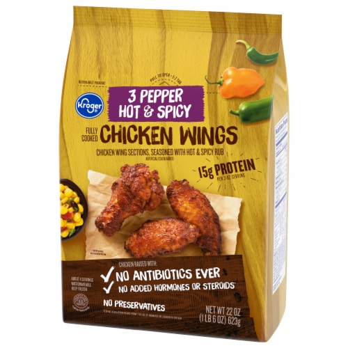 Kroger® 3 Pepper Hot & Spicy Fully Cooked Chicken Wings Perspective: bottom