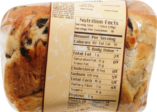 Bakery Fresh Sliced Cinnamon Raisin Bread Perspective: bottom
