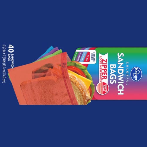 Kroger® Reclosable Colorful Assorted Sandwich Bags 40 Count Perspective: bottom