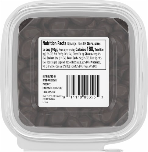 Dark Chocolate Flavored Covered Raisins Perspective: bottom