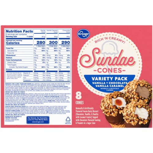 Kroger® Fun Days Sundaes Variety Pack Frozen Dairy Dessert Cones Perspective: bottom