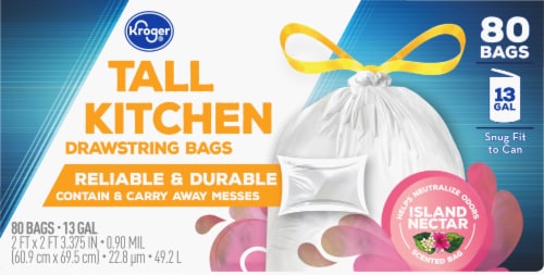 Kroger® Island Nectar Scent 13 Gallon Tall Kitchen Drawstring Trash Bags Perspective: bottom
