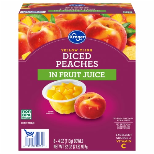 Kroger® Yellow Cling Diced Peach Cups in 100% Juice Perspective: bottom