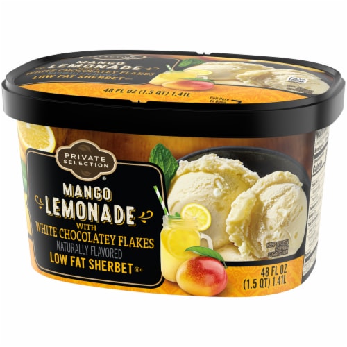 Private Selection® Low Fat Mango Lemonade with White Chocolatey Flakes Sherbet Tub Perspective: bottom