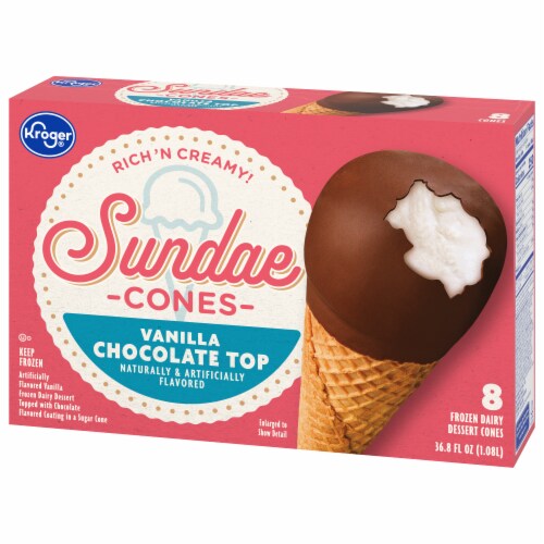 Kroger® Vanilla Chocolate Top Frozen Dairy Dessert Sundae Cones Perspective: bottom