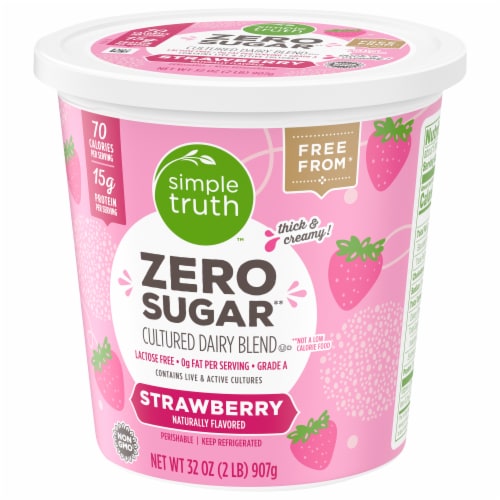 Simple Truth® Strawberry Zero Sugar Lactose Free Cultured Dairy Blend Tub Perspective: bottom