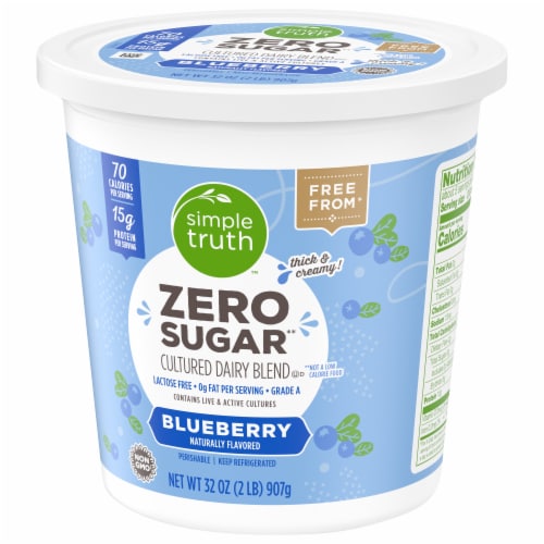 Simple Truth® Blueberry Zero Sugar Lactose Free Cultured Dairy Blend Tub Perspective: bottom
