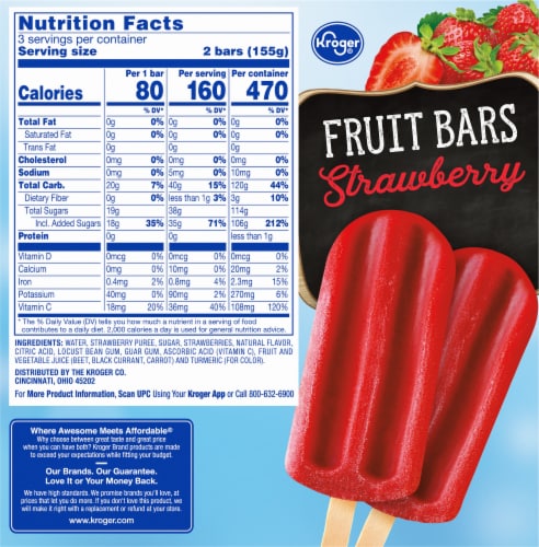 Kroger® Strawberry Frozen Fruit Bars Perspective: bottom