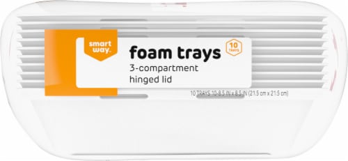 Tray - 3 Compartment Foam Tray w/ Hinged Lid