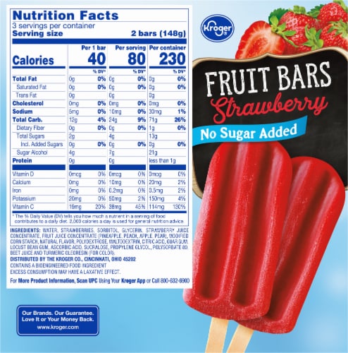Kroger® No Sugar Added Strawberry Frozen Fruit Bars Perspective: bottom
