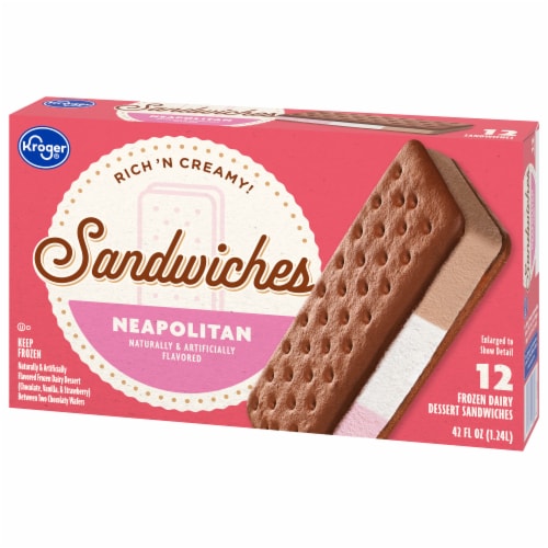 Kroger® Neapolitan Frozen Dairy Dessert Sandwiches Perspective: bottom
