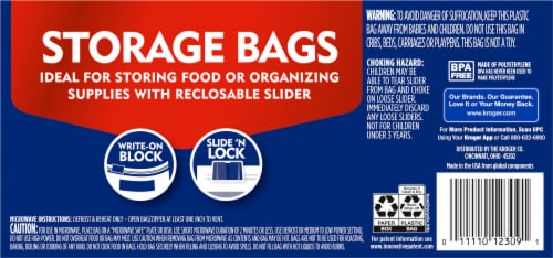 Kroger® Stand & Fill Quart Slider Storage Bags Perspective: bottom