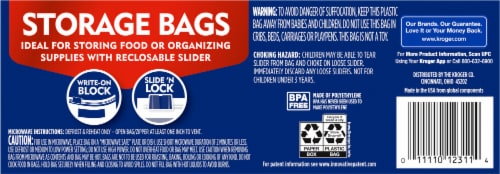 Ziploc® Brand Quart Slider Storage Bags with Power Shield Technology, 76 ct  - Kroger