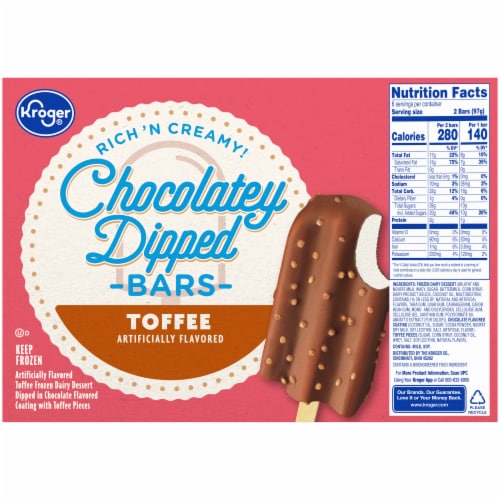 Kroger® Chocolate Dipped Toffee Frozen Dairy Dessert Bars Perspective: bottom