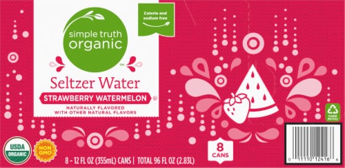 Simple Truth Organic™ Strawberry Watermelon Seltzer Water Cans Perspective: bottom