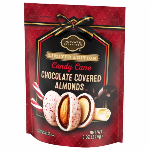 Private Selection® Candy Cane Chocolate Covered Almonds Holiday Candy Bag Perspective: bottom