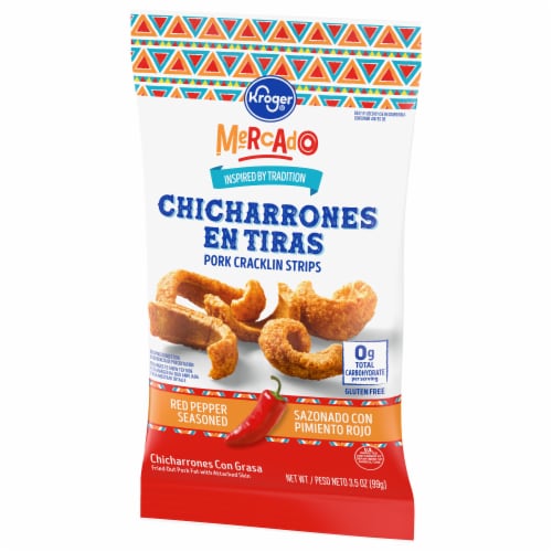 Kroger® Mercado Chicharrones en Tiras Red Pepper Pork Cracklin Strips Perspective: bottom