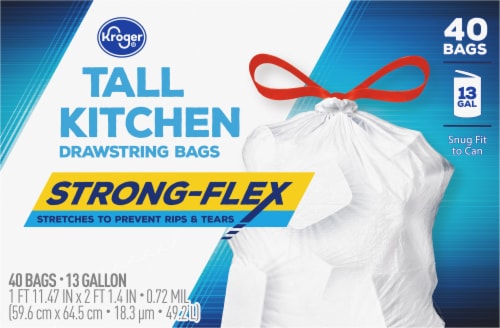 Kroger® Strong-Flex Unscented Tall Kitchen 13 Gallon Drawstring Bags Perspective: bottom