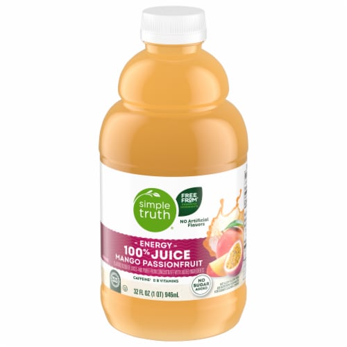 Simple Truth® Energy Mango Passionfruit 100% Juice Bottle Perspective: bottom