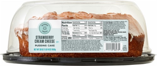 Bakery Fresh Strawberry Cream Cheese Pudding Cake Perspective: bottom