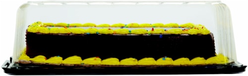 Bakery Fresh Goodness Celebration Chocolate Buttercream Iced Yellow Sheet Cake Perspective: bottom