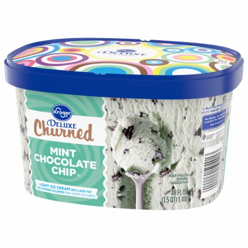 Kroger® Deluxe Churned Mint Chocolate Chip Light Ice Cream Tub Perspective: bottom
