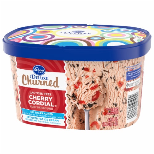 Kroger® Deluxe Churned Lactose Free No Sugar Added Cherry Cordial Ice Cream Tub Perspective: bottom