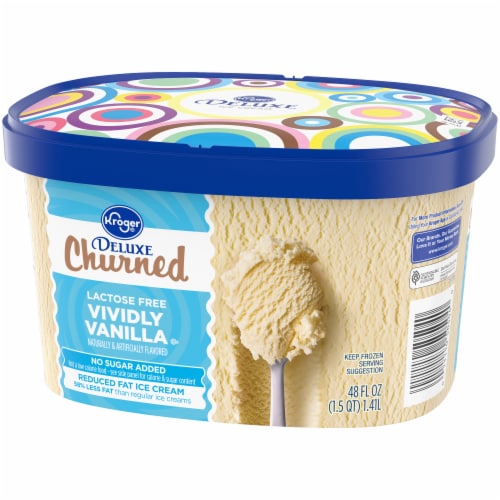 Kroger® Deluxe Churned Lactose Free No Sugar Added Vividly Vanilla Ice Cream Tub Perspective: bottom