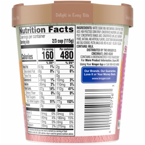 Kroger® Deluxe Low Fat Rainbow Sherbet Pint Perspective: bottom