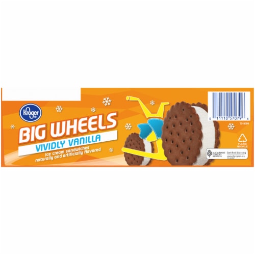 Kroger® Big Wheels Vividly Vanilla Ice Cream Sandwiches 6 Ct Box Perspective: bottom
