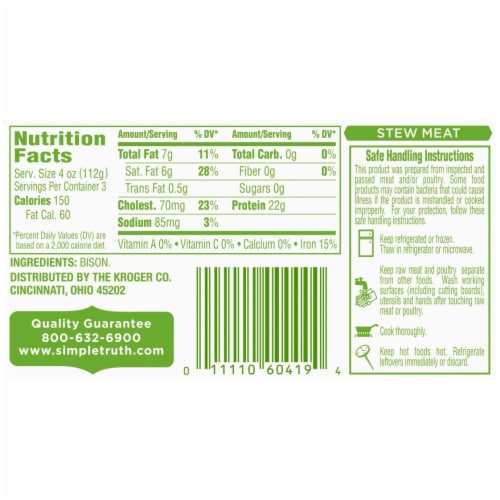 Simple Truth™ Natural Bison Stew Meat Perspective: bottom