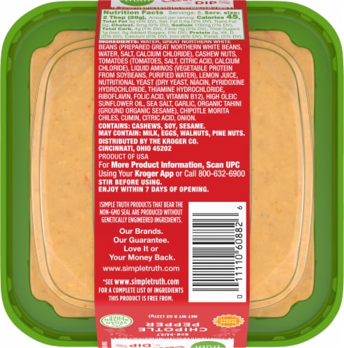 Simple Truth™ Plant Based Chipotle Bean & Cashew Dip Perspective: bottom