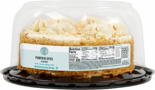 Bakery Fresh Pumpkin Spice Cake with Cream Cheese Icing Perspective: bottom