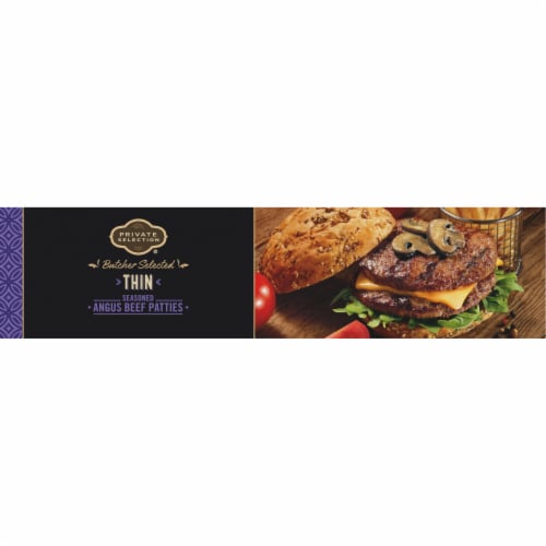 Private Selection® Thin Seasoned Angus Beef Patties Perspective: bottom