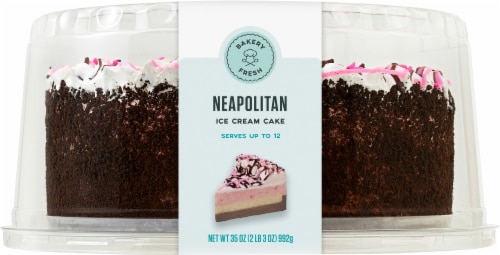 Bakery Fresh Neapolitan Ice Cream Cake Perspective: bottom