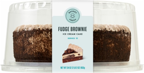 Bakery Fresh Fudge Brownie Ice Cream Cake Perspective: bottom