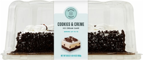 Bakery Fresh Cookies and Cream Ice Cream Cake Perspective: bottom