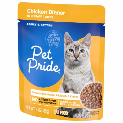Pet Pride® All Life Stages Wet Cat Food Chicken Dinner in Gravy Cuts Perspective: bottom