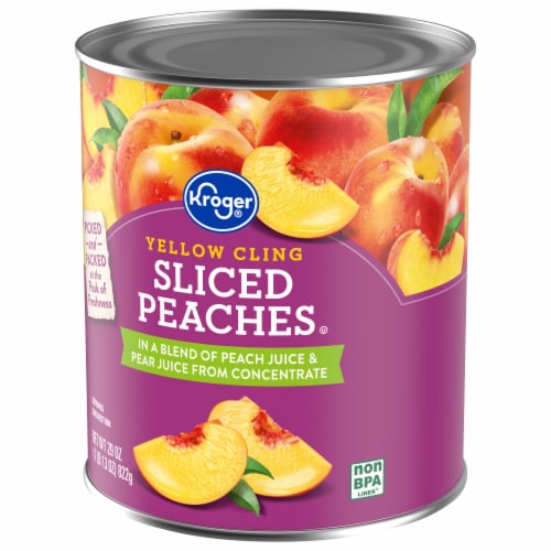 Kroger® Canned Yellow Cling Sliced Peaches in 100% Fruit Juice Perspective: bottom