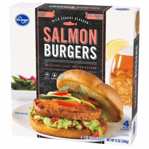 Kroger® Wild Caught Alaskan Salmon Burgers Frozen Perspective: bottom
