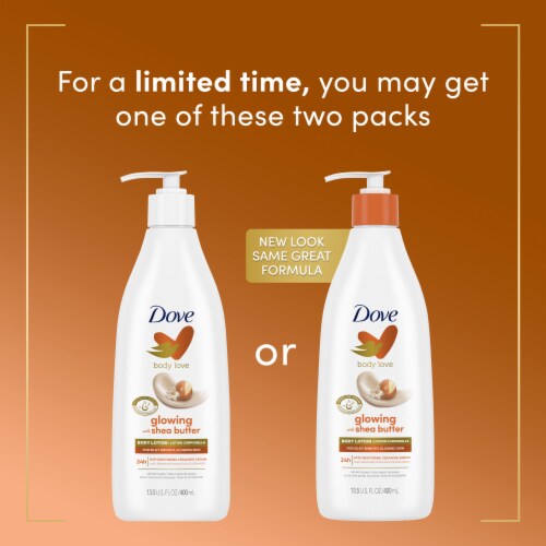 Dove Body Love Shea Butter & Warm Vanilla Scent Glowing Body Lotion Perspective: bottom