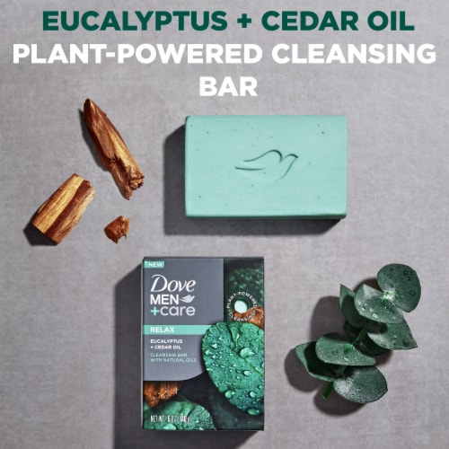 Dove Men+Care Cleansing Bar Soap Eucalyptus + Cedar Oil Plant Based Cleanser Perspective: bottom