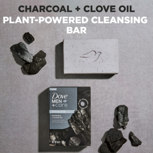 Dove Men+Care Cleansing Bar Soap Charcoal + Clove Oil Plant Based Cleanser Perspective: bottom
