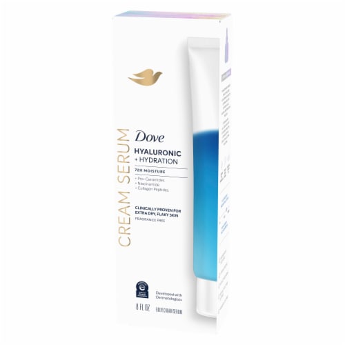 Dove Cream Serum Hyaluronic + Hydration for Extra Dry, Flaky Skin, with Pro-Ceramides, Niacinamide Perspective: bottom