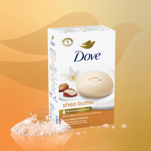 Dove Shea Butter Beauty Cream Moisturizing Bar Soap with Vanilla Scent, Size: 4.75 oz, White