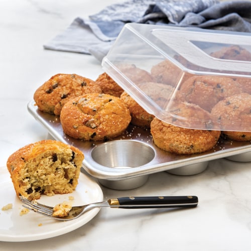 Nordic Ware Naturals 12 Cavity Muffin Pan with High-Domed Lid Perspective: bottom