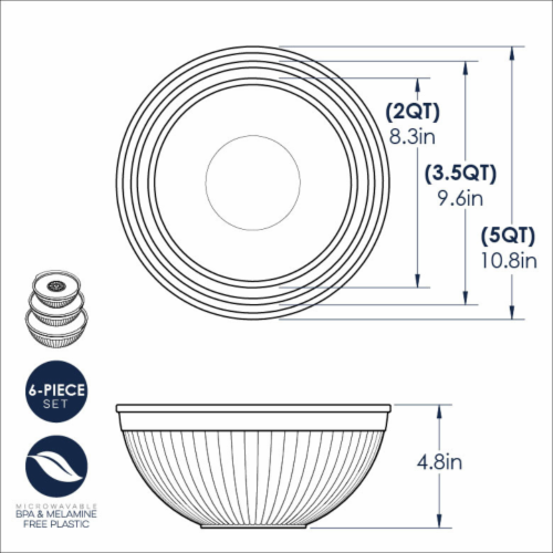 Nordic Ware 6 Piece Prep and Serve Mixing Bowl Set Perspective: bottom